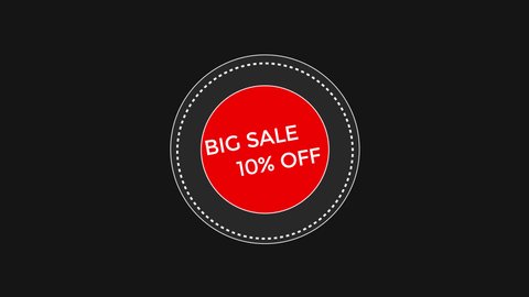 big sale discount 10% word animation motion graphic video with Alpha Channel, transparent background use for web banner, coupon,sale promotion,advertising, marketing