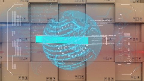 Digital Interface Data Processing Over Spinning Stock Footage Video ...