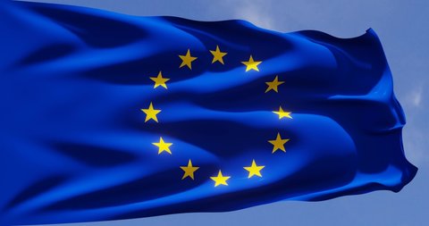 Flag Europe Waving Sky Seamless Looping Stock Footage Video (100% ...