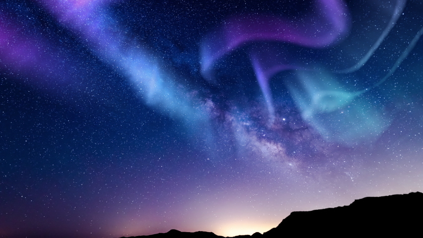 Aurora Borealis Green Purple Milky Way Galaxy Loop 24mm Southwest Sky Royalty-Free Stock Footage #1088799917