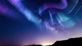 Aurora Borealis Green Purple Milky Way Galaxy Loop 24mm Southwest Sky - Powered by Shutterstock - Get 15% off with code: PIKWIZARD15