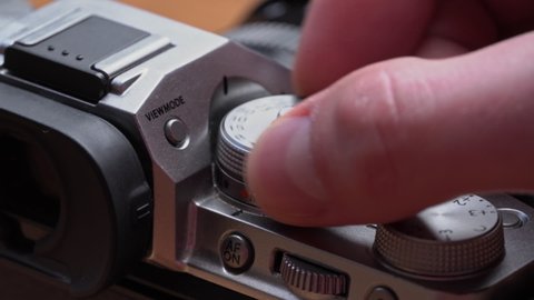 Mans Hands Turn Aperture Wheel On Stock Footage Video (100% Royalty ...