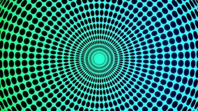Hypnotic background with dots rotating from center. Design. Bright background with hypnotic rotating circles of dots. Psychedelic and hypnotic background with dotted lines in circles