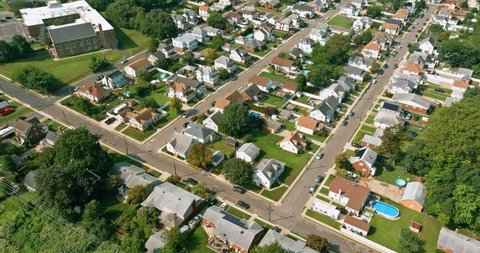 Aerial view modern residential district in American town, residential neighborhood in Sayreville NJ USA