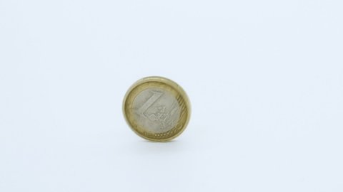 European Euro wealth coin falling slow motion. Economy crisis
