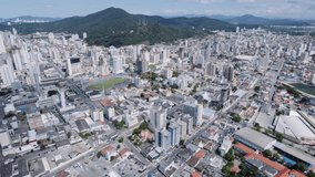 Itajaí city, Santa Catarina, Brazil. Aerial Video 4K.