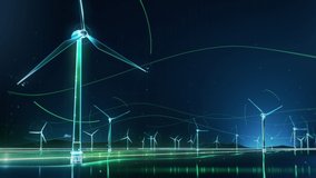 Concept: Futurustic Vizualization of Offshore Wind Farm Produces Clean Energy In Absract Digital Environment - Powered by Shutterstock - Get 15% off with code: PIKWIZARD15