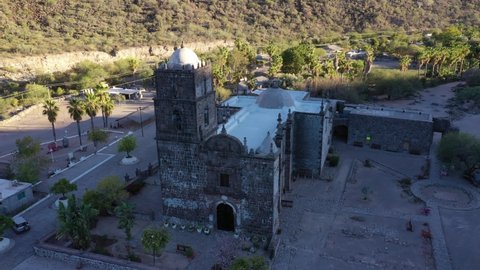 san francisco javier vigge biaundo mission loreto built in in 1744 on indian site drone aerial view