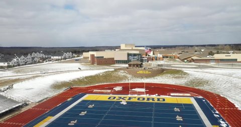 Oxford Township , Michigan , United States - 03 29 2022: Oxford High School in Oxford Township, Michigan, site of a school shooting on November 30, 2021.