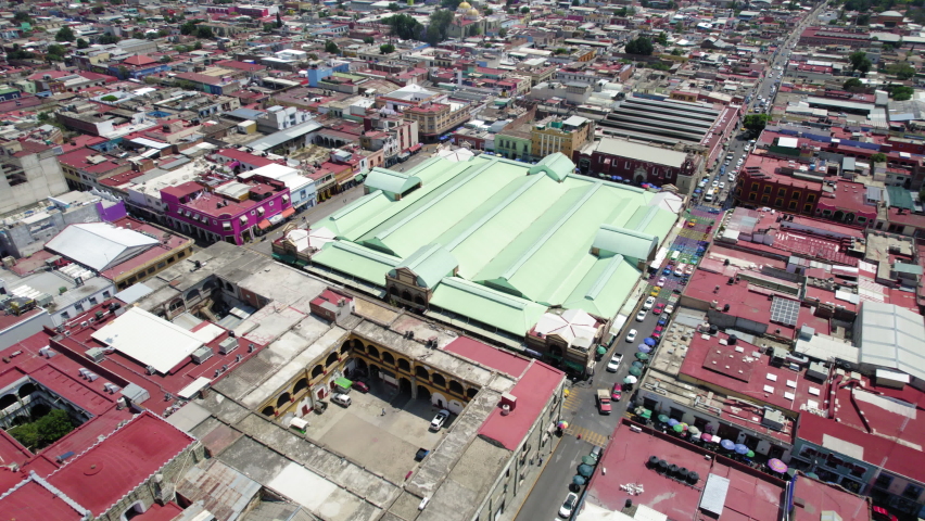 Famous Large Market in Mexican City Center. Mercado Benito Juárez, Oaxaca City, Mexico.