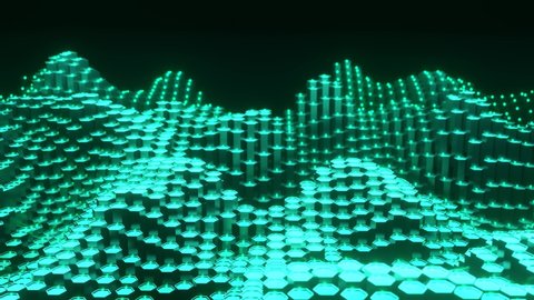 4K 3D animation. Beautiful abstract wave technology background with colorful shapes. Digital effect corporate concept. Abstract technology big data background concept
