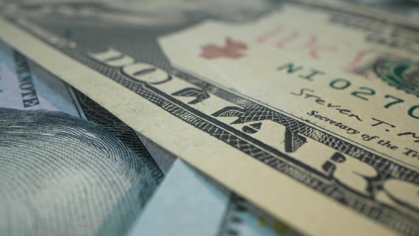 Sliding video of a ten US dollar bill note, showing the portrait of Alexander Hamilton