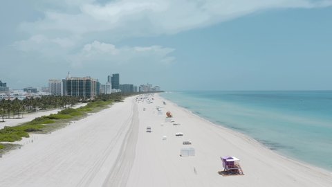 Pristine white sand beach in Miami Beach, Florida