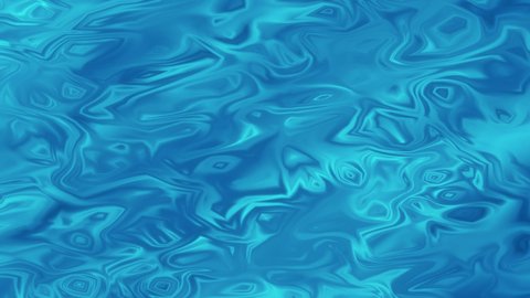 Abstract Background of Blue Liquid Waving Water Fluid. Acid copper Melting Industrial 3D Render Backdrop. Cyan Chromatic Color Metal Moving Surface. 4K Seamless Animation Loop