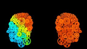 Human head with gears. Business technology concept. 3d animation - Powered by Shutterstock - Get 15% off with code: PIKWIZARD15