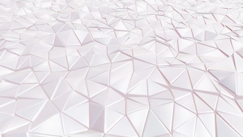 Realistic abstract looping 3D animation of the moving white plastic triangles pattern rendered in UHD as motion background