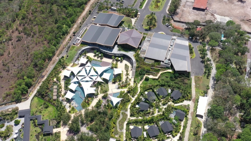 Ba Ria Vung Tau, Vietnam March 2022 aerial 4k video of a resort located at Binh Chau, Ba Ria Vung Tau