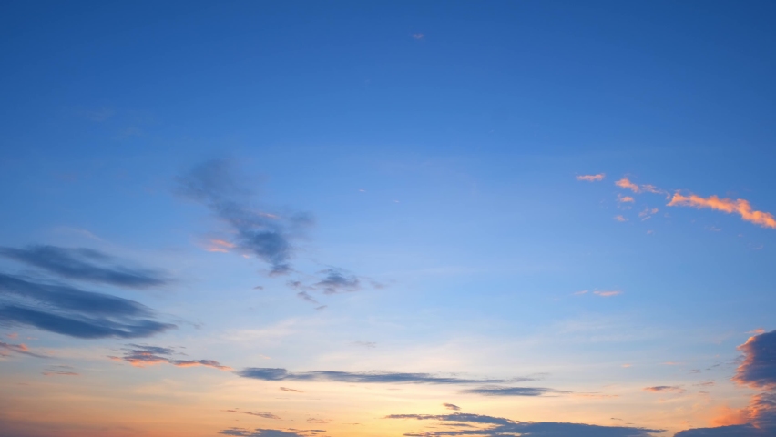 4K UHD : Sky Timelapse, Burning sky and shining, Red purple orange blue pink sunset. Romantic colorful sunset.
