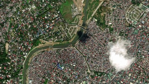Zoom in to the city of Marikina, Philippines from space. 3D Animation, Stock video footage.