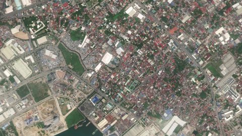 Zoom in to the city of Mandaue, Philippines from space. 3D Animation, Stock video footage.