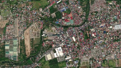 Zoom in to the city of Kalamba, Philippines from space. 3D Animation, Stock video footage.