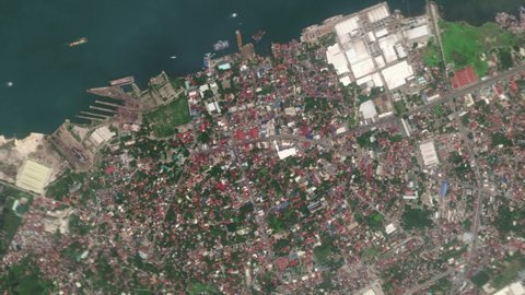 Zoom in to the city of Paw-Paw, Philippines from space. 3D Animation, Stock video footage.