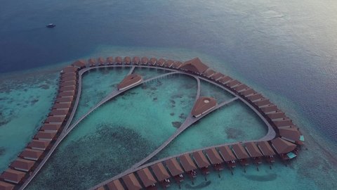 4K Footage Aerial View to the Luxury Resort, Maldives