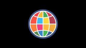 SDGs image, loop animation with rotating earth icons in 17 predetermined colors (transparent)