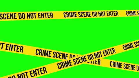 Crime Scene Do Not Enter Barricade 4K Animation, Green Background for Chroma Key Use