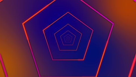 Neon pink gradient geometric shapes looping motion background. 3D abstract tunnel loop animation. 4K render video
