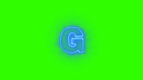 Blue Energetic Alphabets with Tesseract glow Effect. Futuristic Letters G with blue Energy Flames.