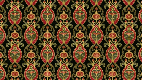 Oriental animated pattern. Eastern background with abstract pomegranates. Video motion graphic. Elegant loop design. Stockvideó