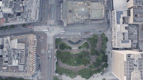 Aerial image in chopped plane of empty pedestrian streets during the day in sao paulo 