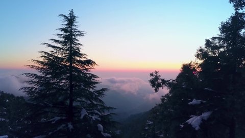 Sunset over the mountain in Dalhousie, Himachal Pradesh, India