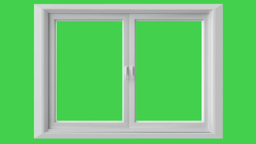 3d rendering white upvc window profile frame on green screen 4k footage | Shutterstock HD Video #1088877013