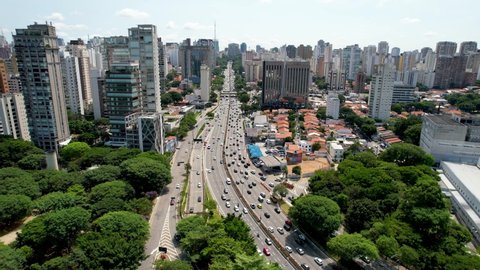 Sao Paulo Brazil. Cityscape of Sao Paulo Brazil. Stunning landscape of historic center of city. Medieval buildings and viaducts of historic center of Sao Paulo. Travel destination. Sao Paulo Brazil. 