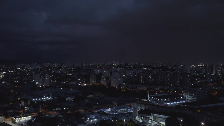 Aerial image of rain, lightning and thunderstorms in sao paulo in marginal tiete. Royalty-Free Stock Footage #1088878601