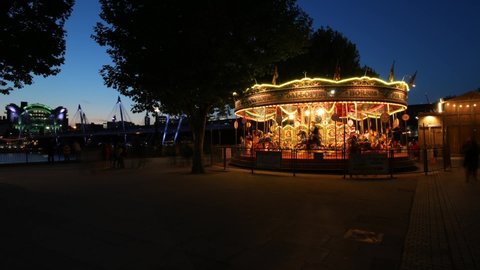 Time lapse of moving carousel on the Southbank of the Thames. London - 20th May 2018