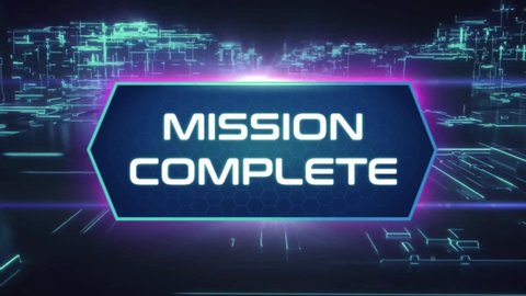 Mission Complete graphic motion texture icon.