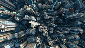 Aerial view of city business network formation futuristic technology. - Powered by Shutterstock - Get 15% off with code: PIKWIZARD15