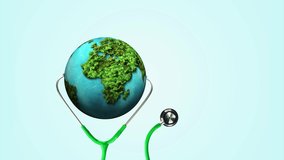 Our planet, our health. World Health day 2022 concept video footage
. World health day concept text design with doctor stethoscope.