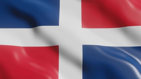 3d render waving flag of Dominican republic country. National flag in wind background. 4k realistic seamless loop animated video clip