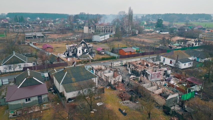 War bomb ukraine house fire ruin village country danger destroy