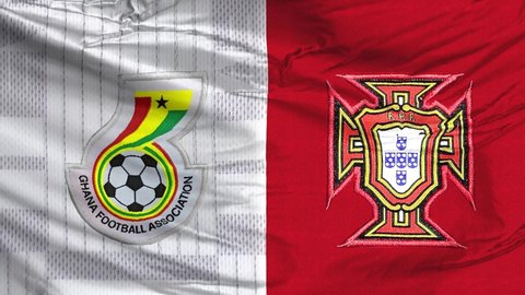 Al Khor, Qatar. Apr 3, 2022. A waving flag of Ghana vs Portugal. Concept: International Football Match