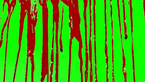 Blood drizzle on green screen