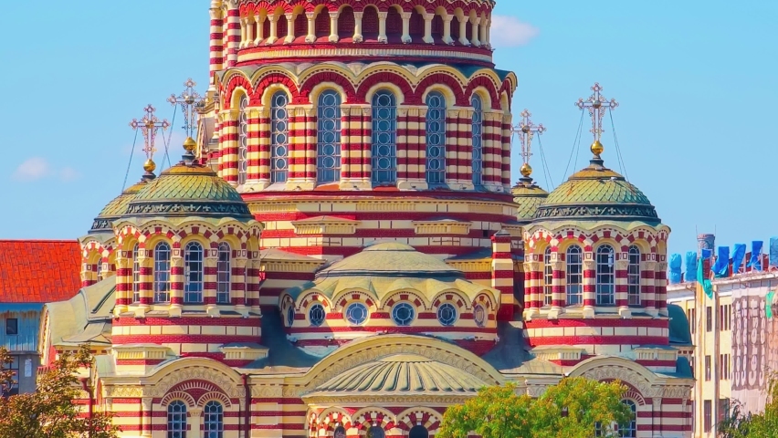 Blagoveschenska church on daytime in Kharkiv 2021 Royalty-Free Stock Footage #1088902195