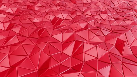 Realistic abstract looping 3D animation of the moving red plastic triangles pattern rendered in UHD as motion background