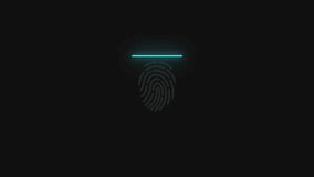 Fingerprint scanning animation created from CSS for web, mobile, infographics, gaming, apps, machines, etc. On Black background.