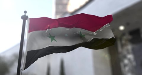 Syria national flag. Syria country waving flag. Politics and news illustration