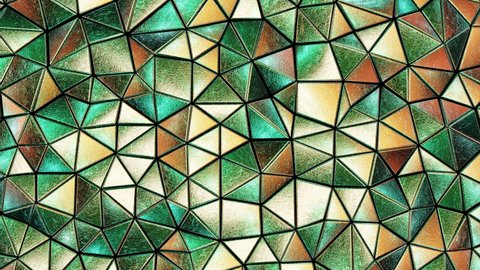 Realistic abstract looping 3D animation of the moving shiny textured metallic triangles pattern rendered in UHD as motion background